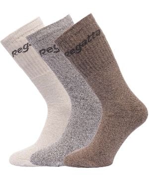 Regatta Great Outdoors Cotton Rich Casual Socks (Pack Of 3) - Grey