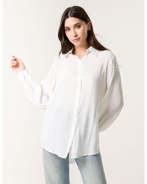 Blue Vanilla Diamante Detailed Classic Shirt - White