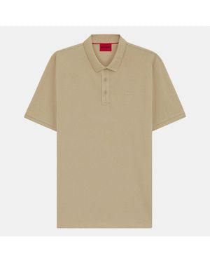 HUGO Logo Print Polo Shirt - Natural