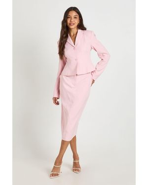 Boohoo Tailored Midi Skirt - Pink