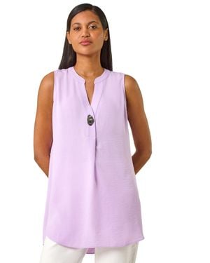 Roman Longline Buttoned Vest Top - Purple