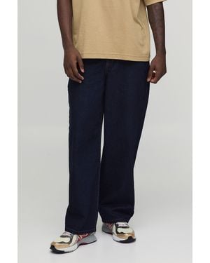 BoohooMAN Essential Relaxed Fit Rigid Washed Jeans - Blue