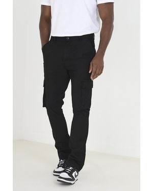 Brave Soul Cotton Poplin Cargo Trousers - Black