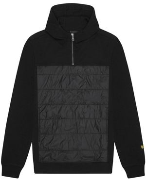 Lyle & Scott Hybrid Panelled Interlock Jet Hoodie Cotton - Black