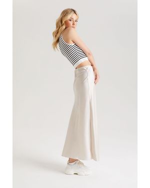 Urban Bliss Satin Maxi Skirt - White