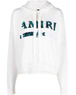 Amiri Leopard Ma Bar Logo Knitted Hoodie Cotton - White