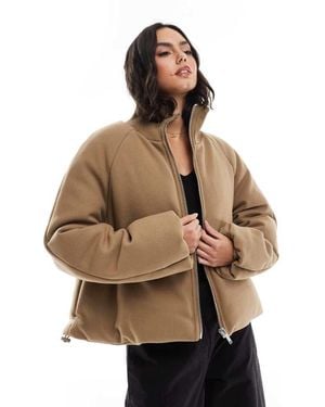 ASOS Knit Collar Clean Puffer Jacket - Natural