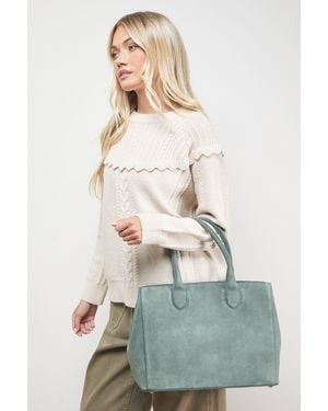 Oasis Francesca Suede Tote Bag - Green
