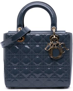 Dior Lady Small Patent Leather Handbag - Blue