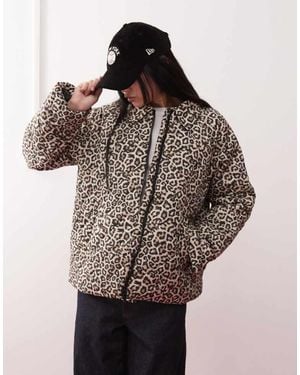 Noisy May Quilted Zip Through Jacket - Brown