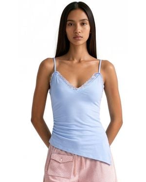 Busem Fitted Crop Cami Top With Embroidery - White