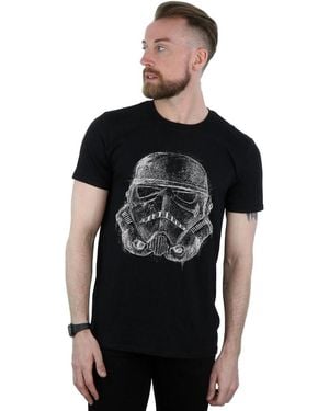 Star Wars Stormtrooper Scribble Helmet T-Shirt Cotton - Black