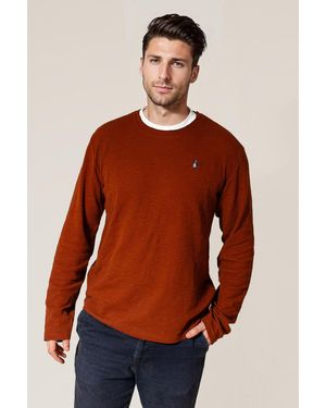 Original Penguin Crew Neck Textured Top - Orange