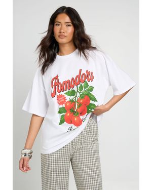 Boohoo Pomodoro Tomato Printed T-Shirt - White