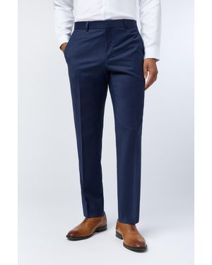 Ted Baker Flat Fronted Slim Fit Suit Trousers - Blue