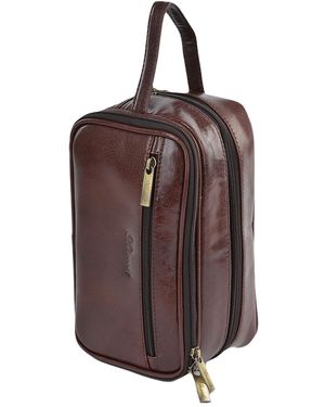 Ashwood Leather 'Viaggio' Real Toiletry Washbag - Brown
