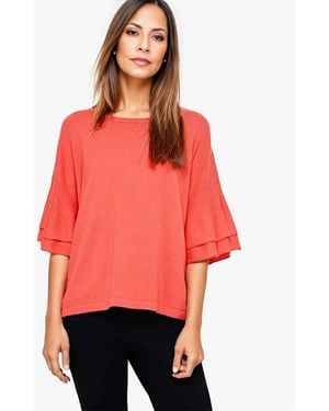 Phase Eight Frill Sleeve Knit Top - Red