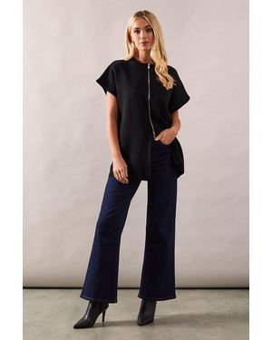 Wallis Petite Zip Through Sleeveless Cardigan - Black