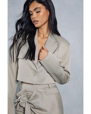 MissPap Tailored Pocket Detail Blazer - Grey