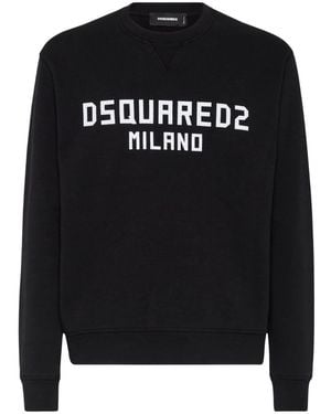 DSquared² Cool Fit Milano Crew Neck Sweatshirt Cotton - Black