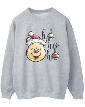 Disney Ladies Winnie The Pooh Ho Ho Ho Baubles Sweatshirt (Sports) - Grey