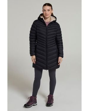 Mountain Warehouse 'Florence' Padded Jacket Fur Lined Water Resistant Coat Polyamide - Blue