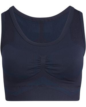 adidas Scoop Neck Snug Fit Cropped Bra - Blue