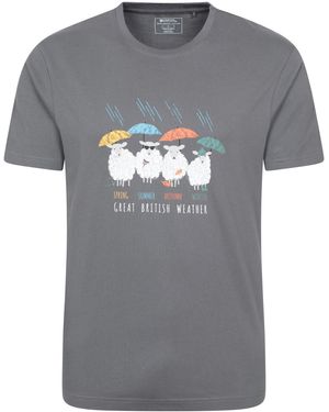 Mountain Warehouse Great British Weather T-Shirt Breathable Summer Casual Tee Cotton - Grey