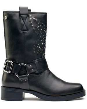 Xti Studded Biker Boots - Black