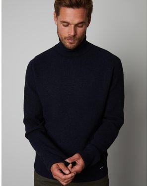 Threadbare 'Melville' Ribbed Roll Neck Knitted Jumper - Blue