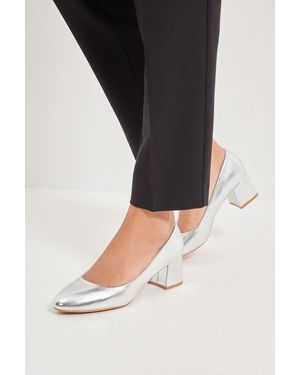 Good for the Sole Fiorette Faux Metallic Leather Padded Comfort Sock Low Block Heeled Court Shoes - Black