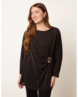 Blue Vanilla Buckle Metallic Top - Black