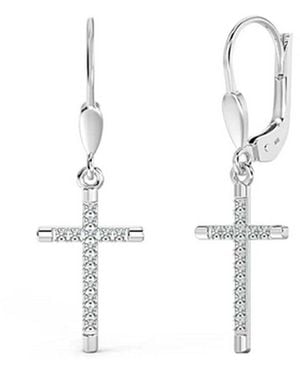 Bibei Sparkling Cross Earrings - White