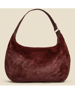 Sosandar Luxe Faux Fur Shoulder Bag - Brown