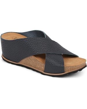 Jones Bootmaker Tansy Leather Wedge Mule Sandals - Blue