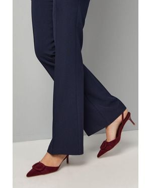 Wallis Juna Faux Leather Covered Buckle Pointed Slingback Kitten Heel Sandals - Blue