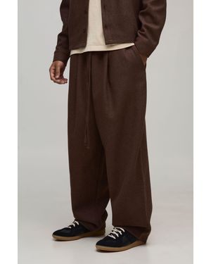 BoohooMAN Balloon Melton Pleated Front Jogger - Brown