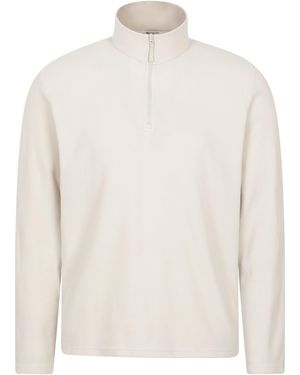 Mountain Warehouse 'Camber Ii' Half Zip Fleece Top Antipill Breathable Casual Winter Jumper - White