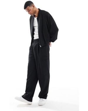 ASOS Smart Co-Ord Wide Leg Cargo Trousers - Black
