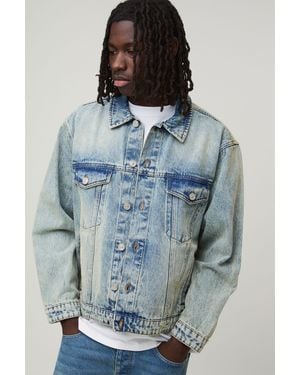 BoohooMAN Regular Fit Washed Denim Jacket - Blue