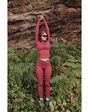 DSGN Studio Sport Contrast Binding Wrap Waist Legging - Green