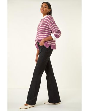 Roman Pocket Stretch Flare Jeans - Pink