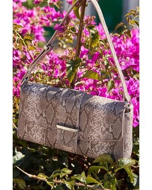 Sosandar Snake Print Metal Trim Shoulder Bag - Pink