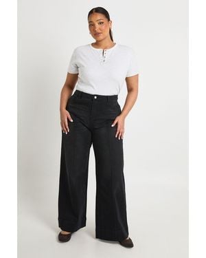 Boohoo Plus Seam Front Detail Wide Leg - White