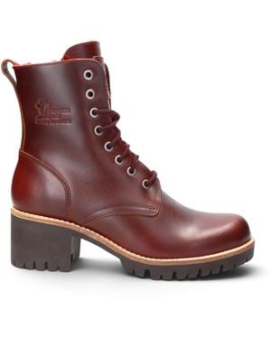 Panama Jack Leather Waterproof Warm Lace-Up Boots - Purple