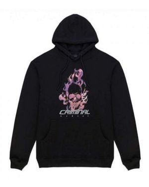 Criminal Damage Flamin Skull Hoodie Cotton - Blue