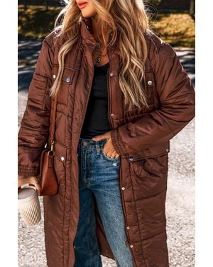 Azura Exchange Puffer Jacket Quilted Design - Brown
