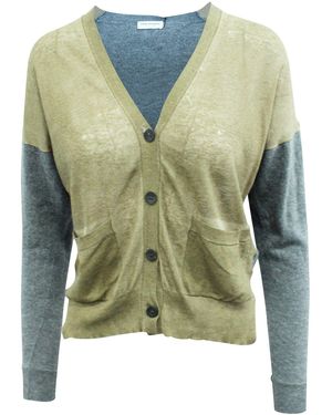 Dries Van Noten Grijze En Bruine Cardigan - Groen
