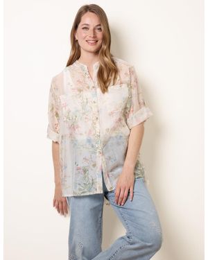 Blue Vanilla Sheer Floral Shirt - Natural