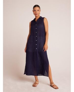 Bella Dahl Side Slit Collared Neck Midi Dress - Blue